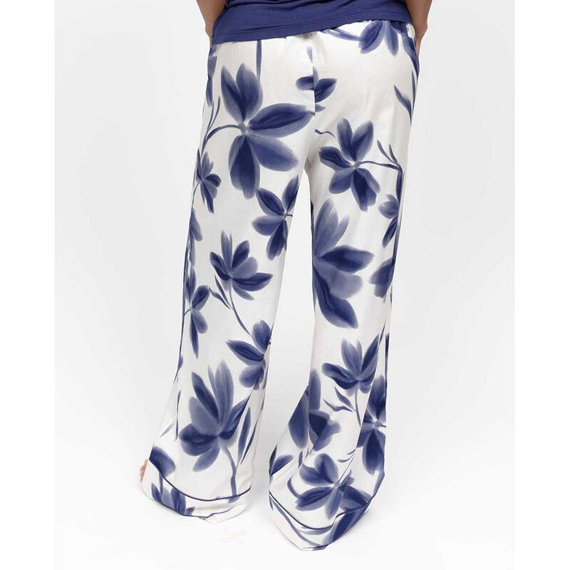 Cyberjammies Indigo Navy Floral Print Wide Leg Pyjama Bottoms image number 1